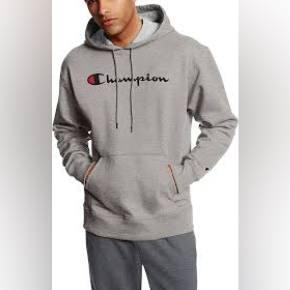 Men’s Champion Reverse Weave Heavyweight Fleece Hoodie Oxford Gray size Medium